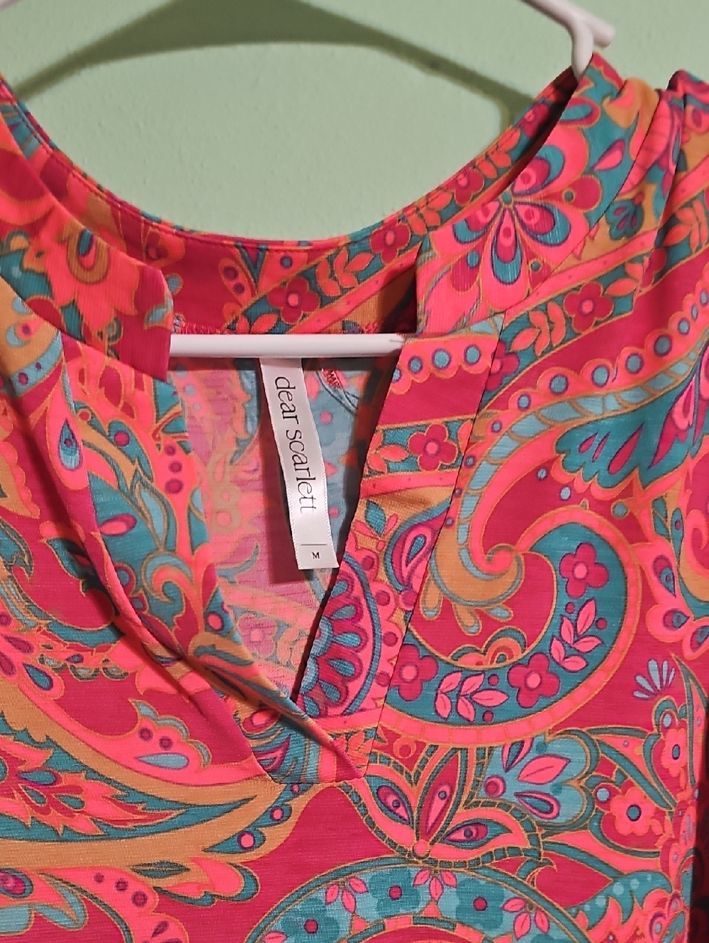 dear scarlett Pink Teal Orange Paisley Top